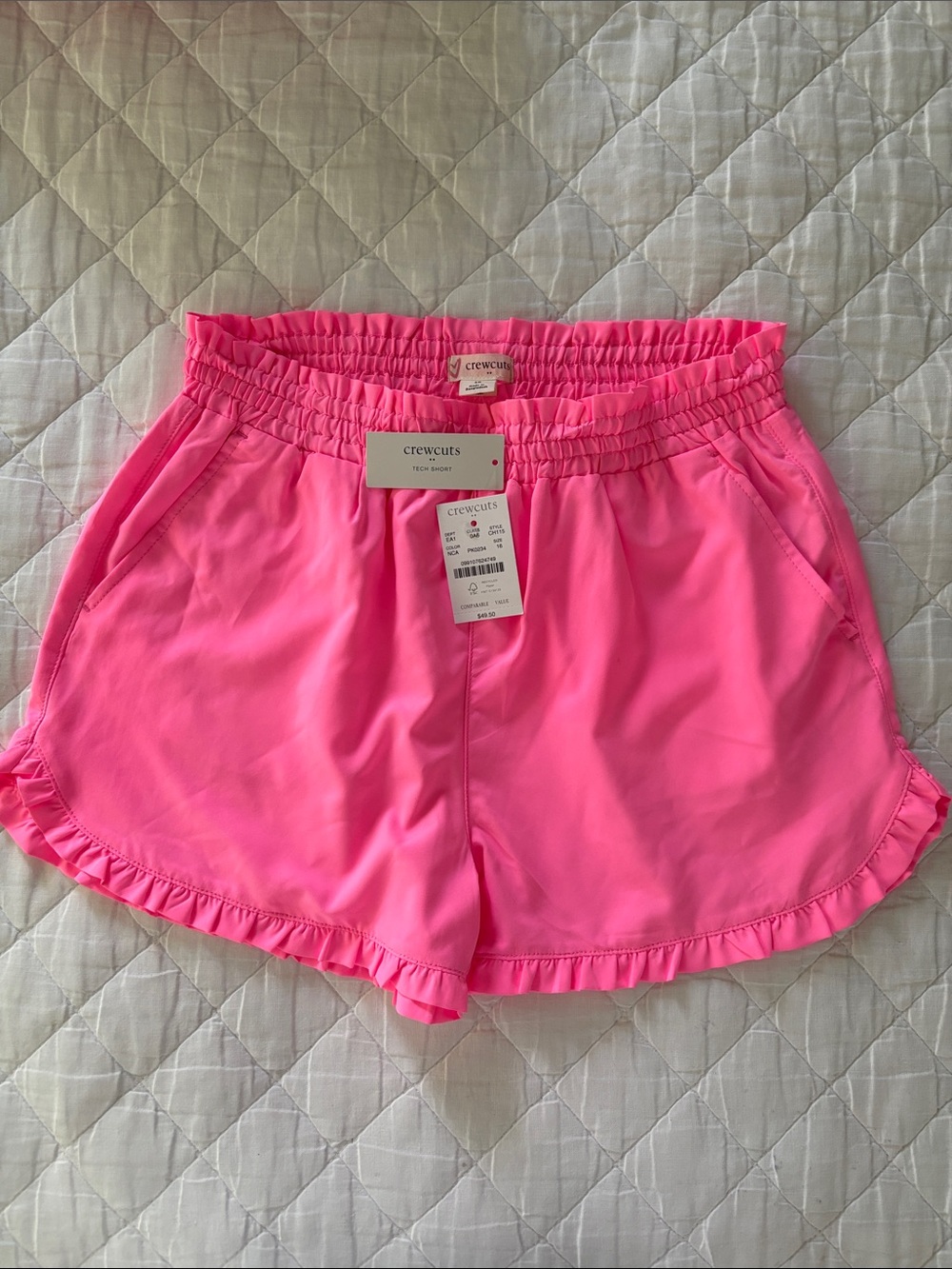Crewcuts Neon Pink Ruffle-Hem Pull-On Shorts